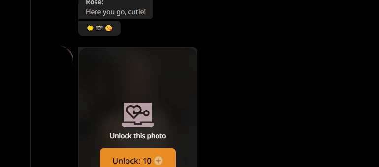 JustPorn unlock button priced at 10 tokens per photo