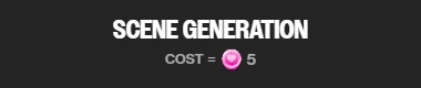 OurDream scene generation dialog showing a cost of 5 coins